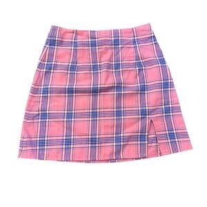 Princess Polly pink and blue plaid mini skirt size 0